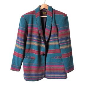 Vintage David Paul NY Women's Wool Blend Blazer Jacket M Southwestern Ranchwear